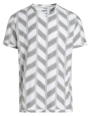 Produktbild von Desigual Herren-T-Shirt Candido grau Fischgrätenmuster S