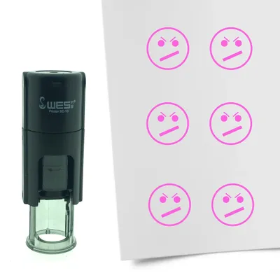 Obrázok produktu pre CombiCraft Stamp Smiley nespokojný 10mm okrúhly - ružový atrament