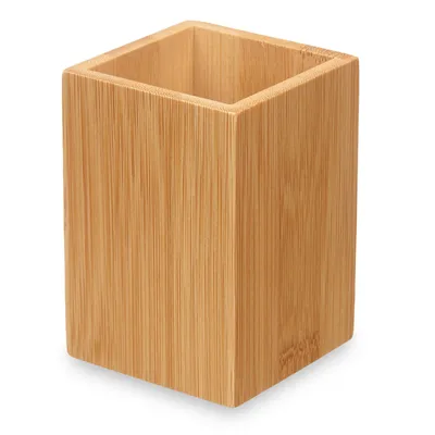 Produktbild von Zahnputzbecher, quadratisch, aus Bambus, 6,8 x 6,8 x 9,7 cm