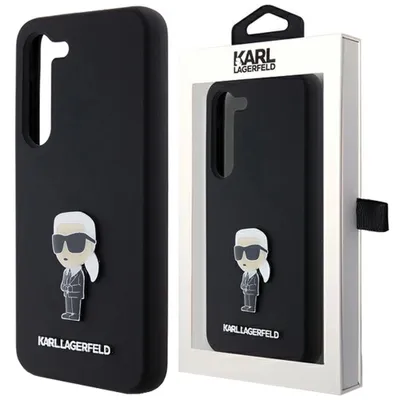 Produktbild von Fall Karl Lagerfeld Silikon Ikonik Metall Pin Na Samsung Galaxy S23+ - Czarne