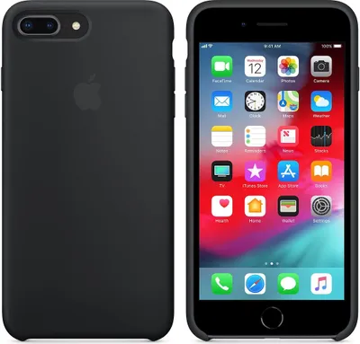 A black iPhone 7 Plus/8 Plus case shown from the back and front.