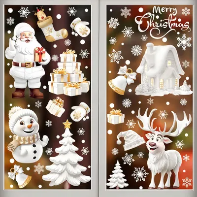 Immagine prodotto di Decorazioni natalizie per finestre, 9 fogli, 255 pezzi, in PVC, adesive statiche, riutilizzabili