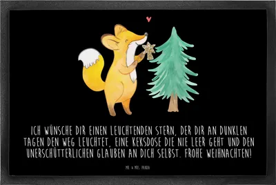 Produktbild von Mr. & Mrs. Panda Schmutzmatte Fuchs  Weihnachtsbaum 40 x 60 cm - Schwarz - Geschenk, Sauberlaufmatte, Türvorleger, Schmutzfangmatte, Gummimatte, Weihnachtsdekoration