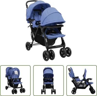 Zdjęcie produktu dla The Living Store Tandem-Zwillingskinderwagen Marineblau Stahl
