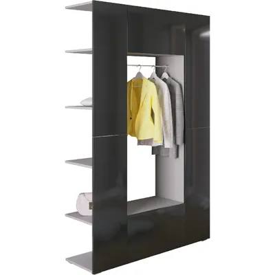 Zdjęcie produktu dla Garderoba CUBE szary / czarny połysk