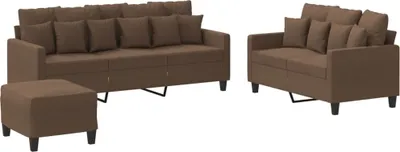 Produktbild von 3-tlg. Sofagarnitur mit Kissen Braun Stoff