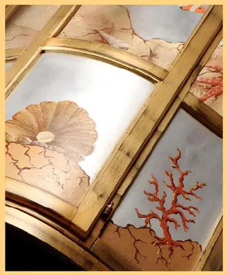 Produktbild von Klassische Vitrine Glas Holz Schrank Vitrine Luxus Möbel Gold Anrichte Italien