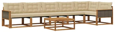 Produktbild von vidaXL Outdoor-Sofagarnitur mit Kissen 7 pcs Natur und Beige
