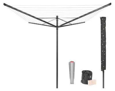 Produktbild von Brabantia Wäschespinne Lift-O-Matic 50m mit Wäscheklammerbeutel Anthrazit