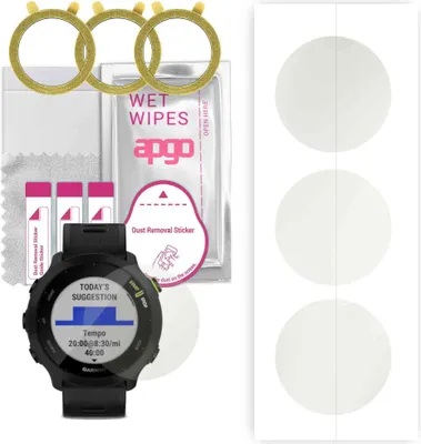 Produktbild von apgo 3 Stück Schutzfolie, Matt, kompatibel mit Garmin Forerunner 55 Smartwatch, Hydrogel Displayschutzfolie mit Positionierhilfe, Displayfolie, robust und kratzfest