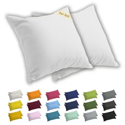 Produktbild von Lavea® 2er Set Kissenbezug 65x65 cm, 100% Baumwolle Jersey, YKK-Reißverschluss, Weiß