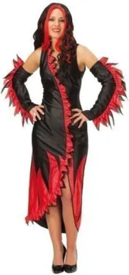 Produktbild von R3418-38-A rot-schwarz Damen Flammenkostüm Teufelin Gr.38