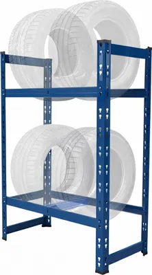 Obrázek produktu pro Relaxdays regál na pneumatiky pro 4 pneumatiky, VxŠxH: 100 x 60 x 35 cm, nosnost 150 kg na polici, regál na pneumatiky, systém na zasunutí, ocel, modrý