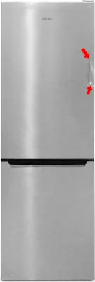 A stainless steel refrigerator-freezer combination.