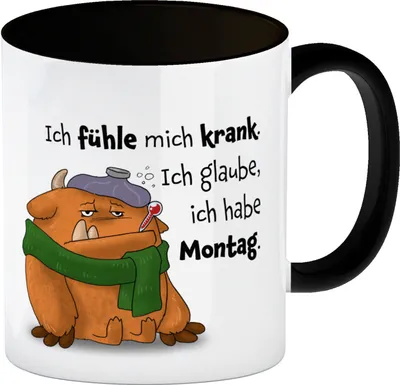 Produktbild von Freches Monster in orange Kaffeebecher in schwarz mit lustigem Spruch