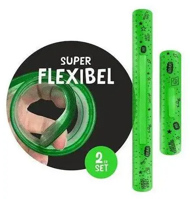 Produktbild von Flexi-Lineal-Set, 2 transparente Kunststofflineale, biegsam, Neonfarben sortiert