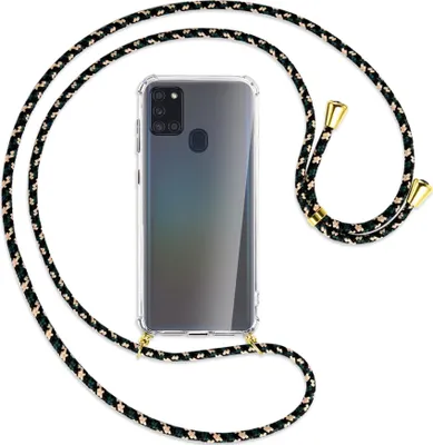 Produktbild von Handykette Backcover-Schutzhülle mit Band (Metall goldfarben) für Samsung Galaxy A21s - camouflage
