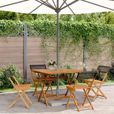 Produktbild von Maison Exclusive - 5-tlg. Garten-Essgruppe Schwarz Poly Rattan und Massivholz