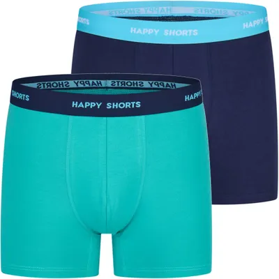 Produktbild von Happy Shorts Herren Retro Boxer 2-Pack Jersey - solid navy - green - Größe XL