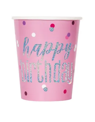Produktbild von 8 Pink Dots Birthday Pappbecher 266ml