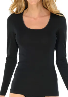 Produktbild von Schiesser Damen Longsleeve Feinripp - Luxury - Schwarz - Größe 36