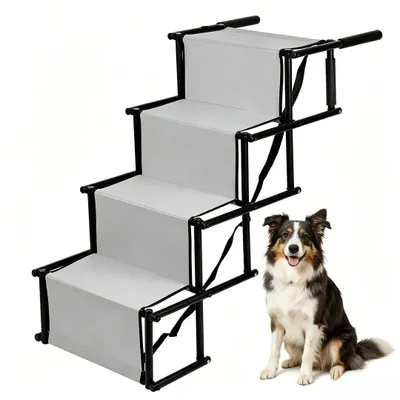 Produktbild von Hundetreppe klappbar Auto Hunde Treppen Haustiertreppe Hunderampe hellgrau