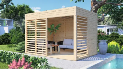 Produktbild von Pavillon Bertilo Unico 2 inkl. Fußboden 337 x 234 cm natur