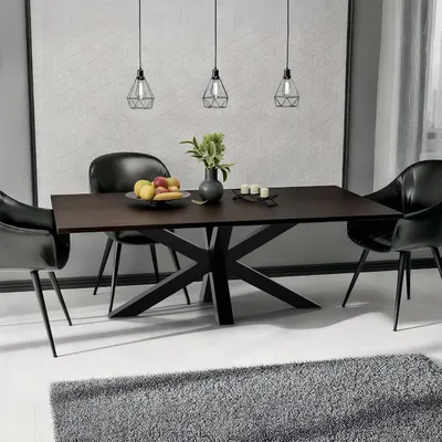Produktbild von Tischbeine aus schwarzem Metall für Esstisch Harlan, pulverbeschichtetes Tischgestell, stabil bis 300 kg, geeignet für DIY-Tische, Maße: 150x78x71 cm