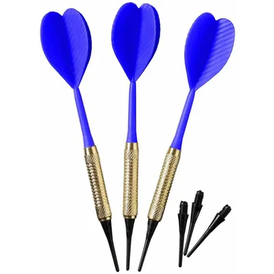 Zdjęcie produktu dla Rzutki plastikowe Softdarts niebieskie - 3 sztuki bezpiecznych rzutek dla dzieci i początkujących - BEST SPORTING