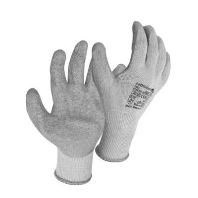 Produktbild von Högert Technik DILL latexbeschichtete Schutzhandschuhe, grau/blau, Größe 8, reiß- und stichfest, ideal für präzise Arbeiten in der Arbeitsumgebung