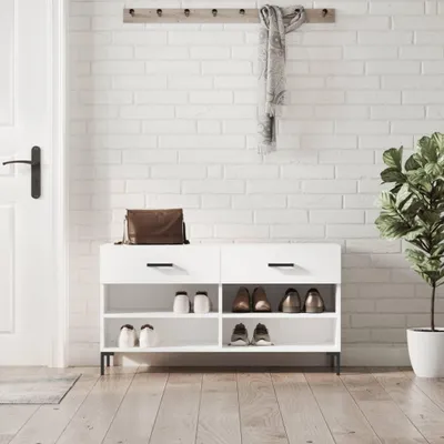 Image de Vidaxl Schuhsofa 102x35x55 cm verarbeitetes Holz weiß