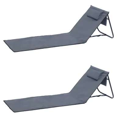 Produktbild von Strandliege Strandmatte Matte Badematte Liege faltbar Tasche anthrazit 2er Set