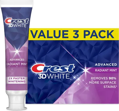 Immagine prodotto di Crest 3D White Radiant Mint Zahnpasta, 3,3 oz (93 g), confezione da 3 pz