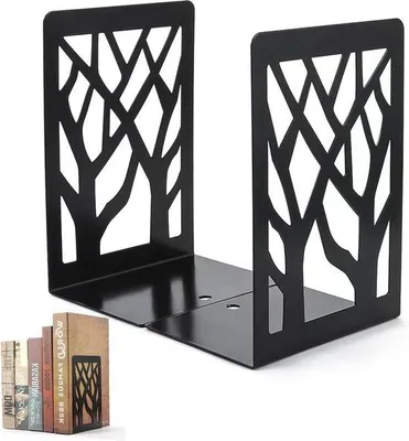 Immagine prodotto di Fermalibri - Fermalibri decorativi in metallo per librerie e biblioteche scolastiche - Fermalibri nero