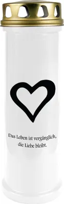 Image de Bougie funéraire Blanc 100h ( couvercle or ) - coeur