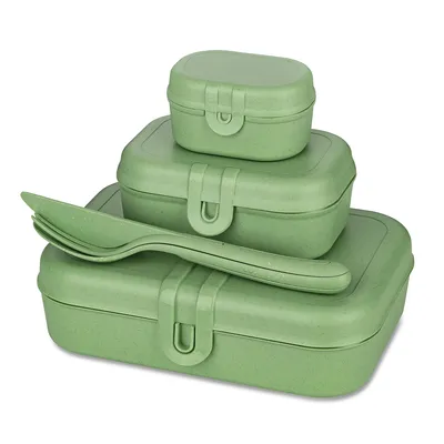 Zdjęcie produktu dla Lunchbox PASCAL READY, zestaw 3 pojemników i sztućce, KOZIOL