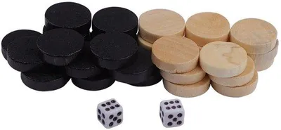 Produktbild von Holzbrettspiel für Kinder - 32 Teile - Backgammon - Hölzerne Stücke - Umweltfreundlich - 1,9 cm Durchmesser