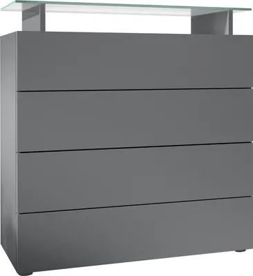 Produktbild von Vladon Sideboard Pavos V2, Kommode mit 4 Schubladen und Glasablage, Anthrazit matt/Anthrazit matt (76 x 80 x 33 cm)