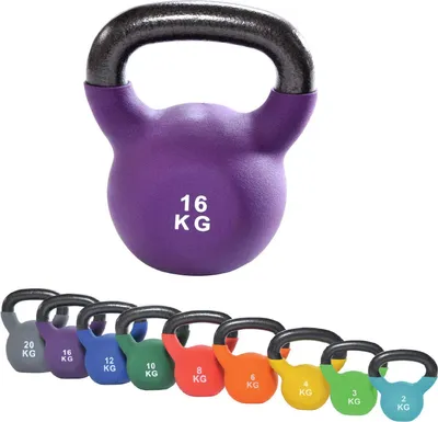 Produktbild von top | vit® Kettlebell I Schwunghantel aus massivem Guss I Kettle Bell mit Vinylüberzug I Kugelhantel, 16kg, lila