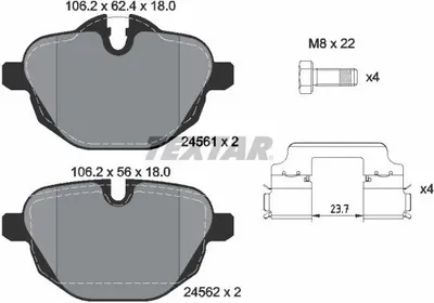 Immagine prodotto di Pastiglie freno posteriori Textar per BMW Serie 5 + Touring Serie 7 i8 X3 X4 Z4