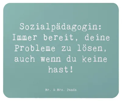 Produktbild von Mr. & Mrs. Panda Mousepad Spruch Sozialpädagogin Helferherz - Meeresbrise - Geschenk, pc mauspad, Unterstützung, Geschenke mit Herz, Mouse Pad, Beruf, Empathie, Beratung