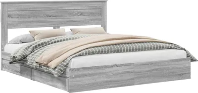 Obrázek produktu pro Postel s úložným prostorem se zásuvkou Šedá Sonoma 200 x 200 cm