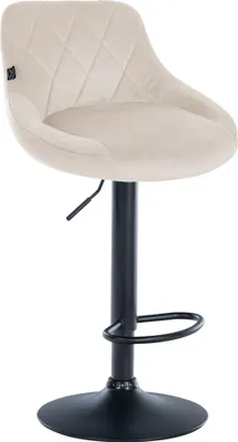Produktbild von Barhocker FALON - Samt Creme 46x49x83 cm Schwarz | Barstuhl Mit Lehne Drehbar Tresenhocker Tresenstuhl Kneipenhocker Kneipenstuhl