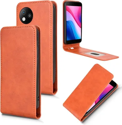 Image de Étui à rabat vertical en similicuir pour ZTE Blade A35 Lite, couleur marron