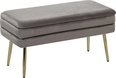 Immagine prodotto di Pouf imbottito in velluto grigio, modello Durham, utilizzabile anche come piccolo divano