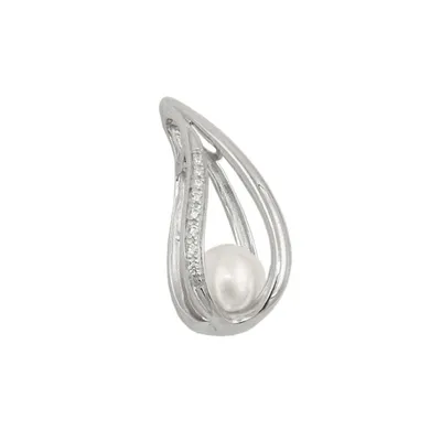 Produktbild von Anhänger 27x12x12mm Zuchtperle 8mm rhodiniert Silber 925 silber 27x12x12mm
