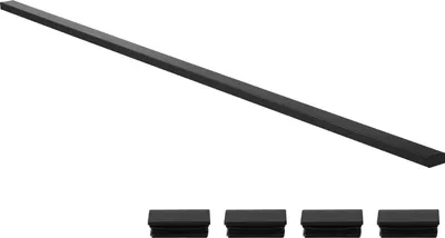 Produktbild von SucceBuy Balkongeländer aus Edelstahl, rechteckiger Handlauf für Treppen und Decks, geeignet für Innen- und Außenbereiche, mit Endkappen, mattschwarze Beschichtung, Kabelgeländer-Set, 50x25x1981 mm