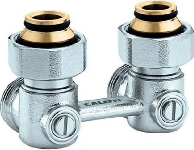 Produktbild von Caleffi Zweirohr Hahnblock 3011 Eckform, 3/4" IG