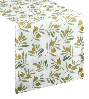 Image de EUROFIRANY : Nappe de table, chemin de table, nappes de dimensions 40 x 140 cm, blanches et vertes, avec un ajout de coton