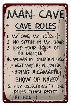 Produktbild von Blechschild Spruch 20x30cm Man cave my cave my rules